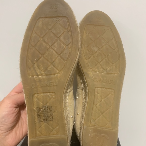 Chanel Pearl Embellished Suede Espadrilles - Picture 5 of 6